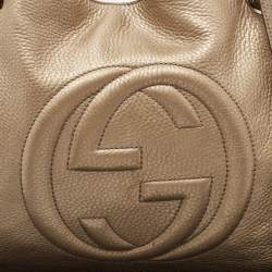 Pre Owned Gucci Light Gold Leather Medium Soho Chain Tote