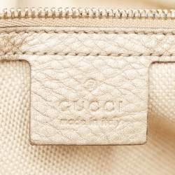 Pre Owned Gucci Light Gold Leather Medium Soho Chain Tote