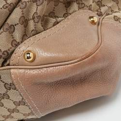 Gucci Beige/Brown GG Canvas and Leather Large Jockey Hobo