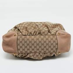 Gucci Beige/Brown GG Canvas and Leather Large Jockey Hobo