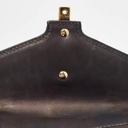 Pre Owned Gucci Black Leather Mini Web Chain Sylvie Top Handle Bag