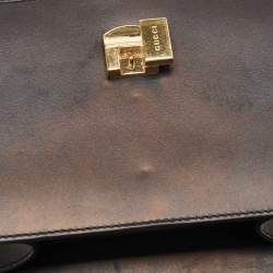 Pre Owned Gucci Black Leather Mini Web Chain Sylvie Top Handle Bag