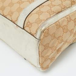 Pre Owned Gucci Beige/Gold GG Canvas and  Leather Small Abbey Boston Bag