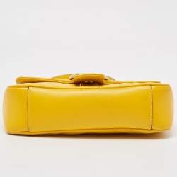 Gucci Yellow Matelassé Leather Mini GG Marmont Shoulder Bag