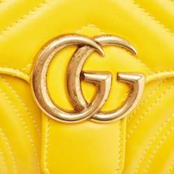 Gucci Yellow Matelassé Leather Mini GG Marmont Shoulder Bag