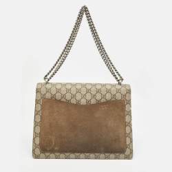Pre Owned Gucci Beige GG Supreme Canvas and Suede Medium Dionysus Shoulder Bag