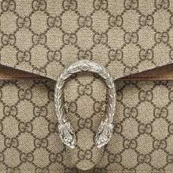 Pre Owned Gucci Beige GG Supreme Canvas and Suede Medium Dionysus Shoulder Bag