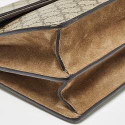 Pre Owned Gucci Beige GG Supreme Canvas and Suede Medium Dionysus Shoulder Bag