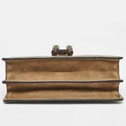 Pre Owned Gucci Beige GG Supreme Canvas and Suede Medium Dionysus Shoulder Bag