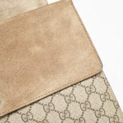 Pre Owned Gucci Beige GG Supreme Canvas and Suede Medium Dionysus Shoulder Bag