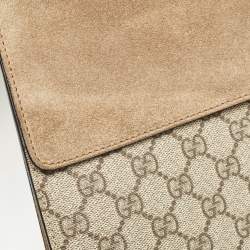 Pre Owned Gucci Beige GG Supreme Canvas and Suede Medium Dionysus Shoulder Bag