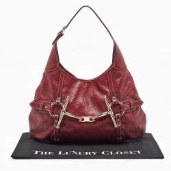 Pre Owned Gucci Red Guccissima Leather 85th Anniversary Bridal Bit Hobo