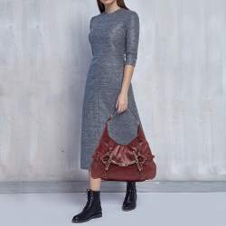 Pre Owned Gucci Red Guccissima Leather 85th Anniversary Bridal Bit Hobo