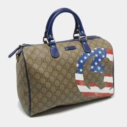 Pre Owned Gucci Multicolor GG Supreme Canvas and Leather Medium US Flag Joy Boston Bag