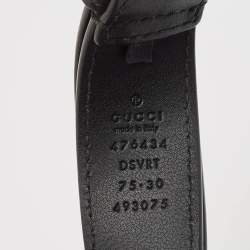 Pre Owned Gucci Black Matelassé Leather GG Marmont Belt Bag