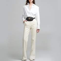 Pre Owned Gucci Black Matelassé Leather GG Marmont Belt Bag