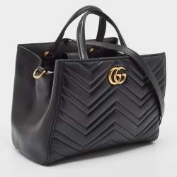 مملوكة مسبقًا حقيبة يد غوتشي جي جي مارمونت جلد ماتيلاس أسود صغيرة