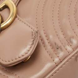 Gucci Beige Matelasse Leather Mini GG Marmont Top Handle Bag