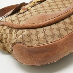 Pre Owned Gucci Beige/Brown GG Canvas and Leather Large New Pelham Hobo