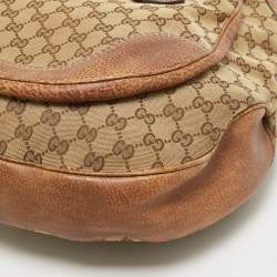 Pre Owned Gucci Beige/Brown GG Canvas and Leather Large New Pelham Hobo