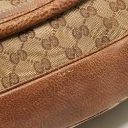 Pre Owned Gucci Beige/Brown GG Canvas and Leather Large New Pelham Hobo