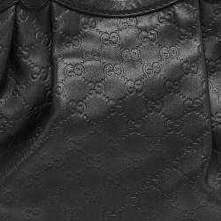 Pre Owned Gucci Black Guccissima Leather Medium Sukey Tote