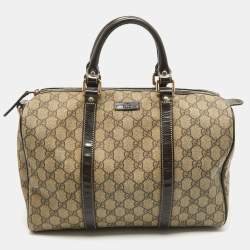 Gucci Dark Brown/BeigeGG Supreme Canvas Medium Joy Boston Bag