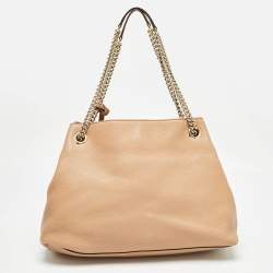 Pre Owned Gucci Beige Leather Medium Soho Chain Tote