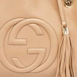 Pre Owned Gucci Beige Leather Medium Soho Chain Tote