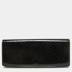 Pre Owned Gucci Black Microguccissima Patent Leather Small Broadway Clutch