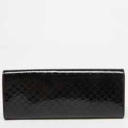 Pre Owned Gucci Black Microguccissima Patent Leather Small Broadway Clutch
