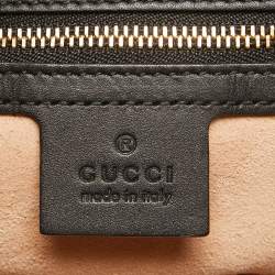 Pre Owned Gucci Black/Beige GG Supreme Canvas and Leather Padlock Bee Tote