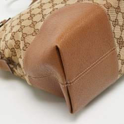 Pre Owned Gucci Brown/Beige GG Canvas and Leather Bree Satchel