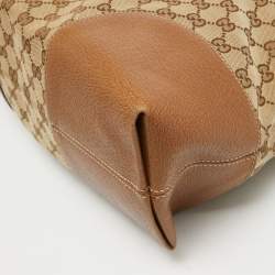 Pre Owned Gucci Brown/Beige GG Canvas and Leather Bree Satchel