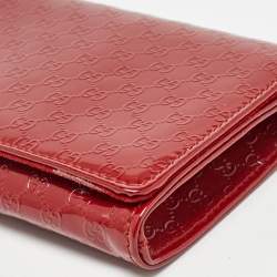Pre Owned Gucci Red Microguccissima Patent Leather Broadway Clutch