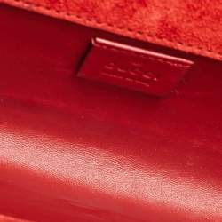 Pre Owned Gucci Red Microguccissima Patent Leather Broadway Clutch