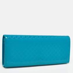 Pre Owned Gucci Teal Blue Microguccissima Patent Leather Broadway Clutch