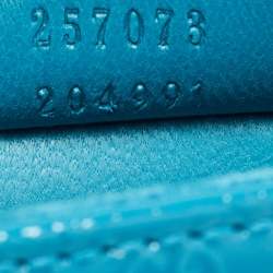 Pre Owned Gucci Teal Blue Microguccissima Patent Leather Broadway Clutch