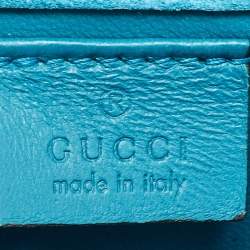 Pre Owned Gucci Teal Blue Microguccissima Patent Leather Broadway Clutch