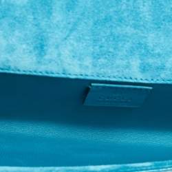 Pre Owned Gucci Teal Blue Microguccissima Patent Leather Broadway Clutch