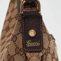 Pre Owned Gucci Beige/Brown GG Canvas and Leather Small Abbey D Ring Hobo