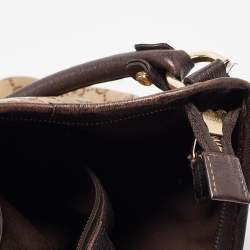 Pre Owned Gucci Beige/Brown GG Canvas and Leather Small Abbey D Ring Hobo