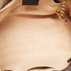 Pre Owned Gucci Black/Beige GG Supreme Canvas and Leather Small Padlock Bee Tote