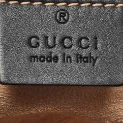 Pre Owned Gucci Black/Beige GG Supreme Canvas and Leather Small Padlock Bee Tote