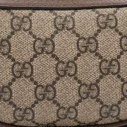 Pre Owned Gucci Beige/Ebony GG Supreme Canvas and Leather Mini Ophidia Bag