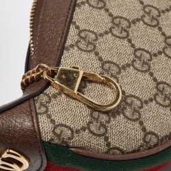 Pre Owned Gucci Beige/Ebony GG Supreme Canvas and Leather Mini Ophidia Bag