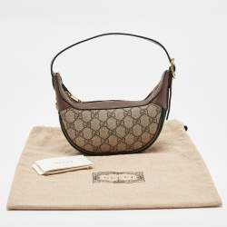 Pre Owned Gucci Beige/Ebony GG Supreme Canvas and Leather Mini Ophidia Bag