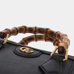 Gucci Black Leather Mini Diana Bamboo Shoulder Bag