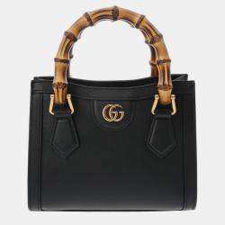 Gucci Black Leather Mini Diana Bamboo Shoulder Bag
