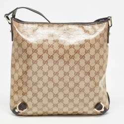 Gucci Beige GG Crystal Canvas and Leather Abbey Messenger Bag